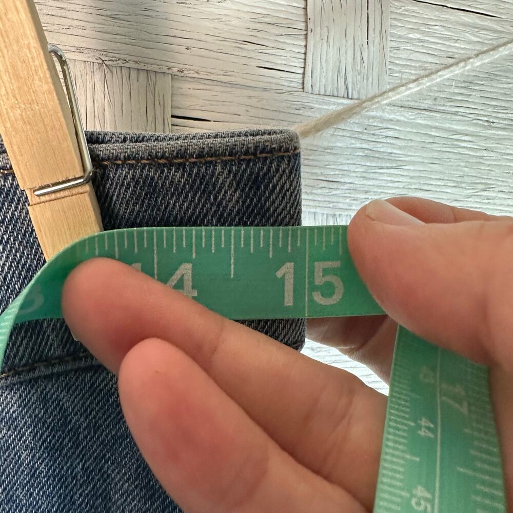 Madewell high rise long denim shorts blue Bermuda normcore tradMom cut-off - Picture 5 of 10